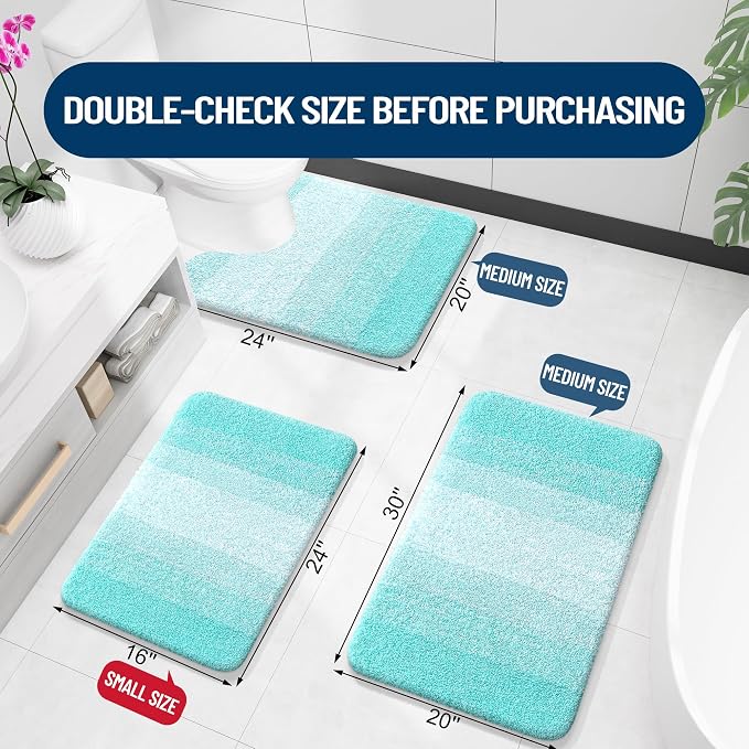 OLANLY Large Bathroom Rugs Mat 50x30, Extra Soft Absorbent Microfiber Bath Rugs, Rubber Backing, Quick Dry, Machine Washable Bath Mats for Bathroom Floor, Tub and Shower, Home Decor Accessories, Teal