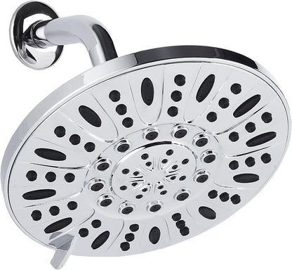 AquaDance High Pressure 6-Setting, 7" Rainfall Shower Head – Tested to Meet US Quality Standards, Angle-Adjustable, with Tool-Free Installation – Chrome Finish