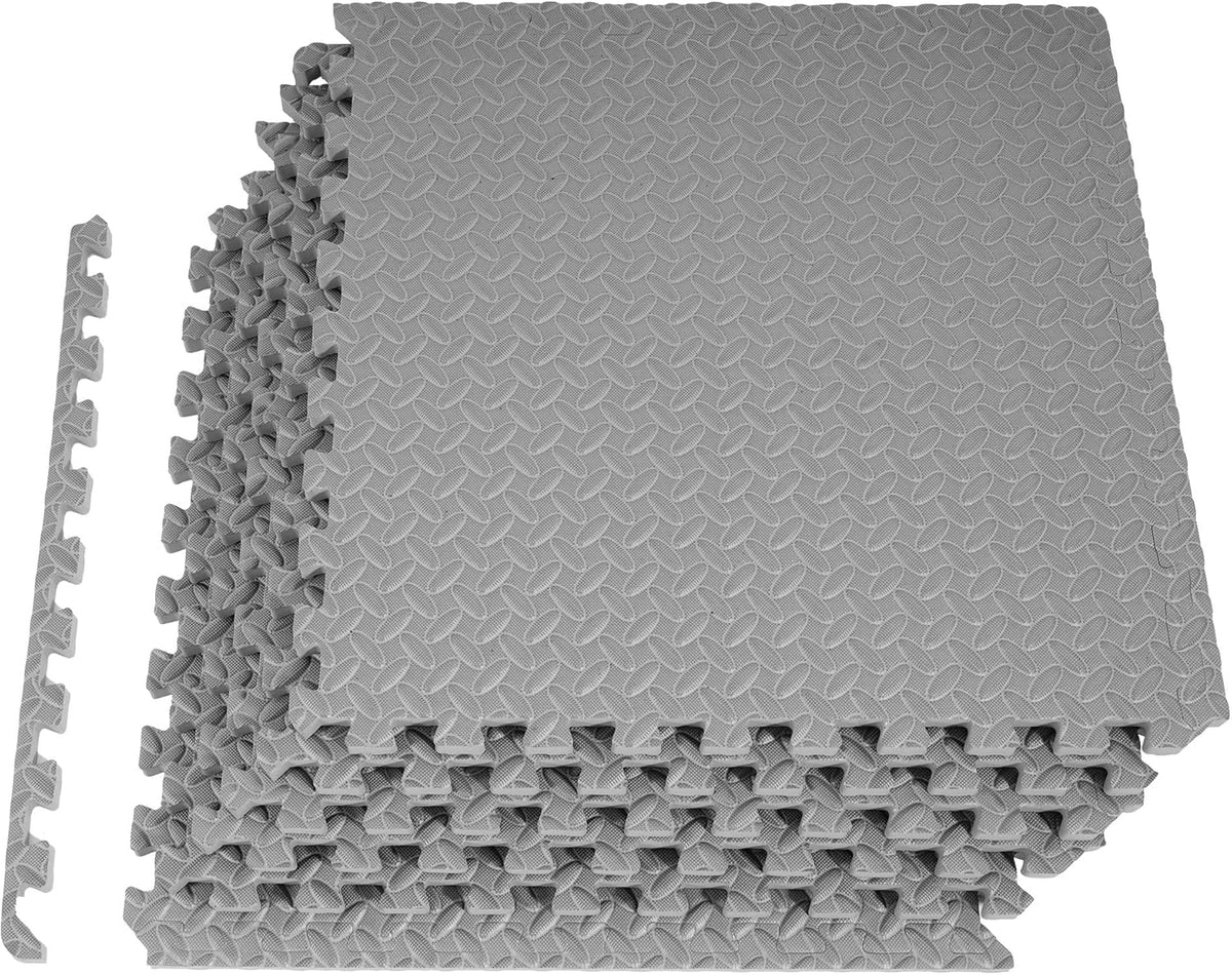 Puzzle Exercise Gym Flooring Mat, 3/4" Thick High-Density EVA Interlocking Tiles Workout Mat for Home Gym, Fitness Equipment, MMA, Gymnastics, 6-Piece Shock-Absorbing Exercise Mat (24 Sq Ft)