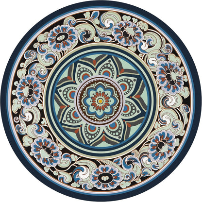 Knsbk Large Round Yoga Mat 4.6'X3.5mm for Exercise Premium Extra Thick, Ultra Comfortable, Non Slip, Meditation Mat
