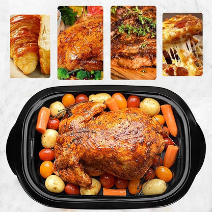 22 Quart Electric Roaster Oven with Visible & Self-Basting Lid, Large Turkey Roaster with Defrost Warm Function, Adjustable Temperature, Removable Pan Rack, Stainless Steel