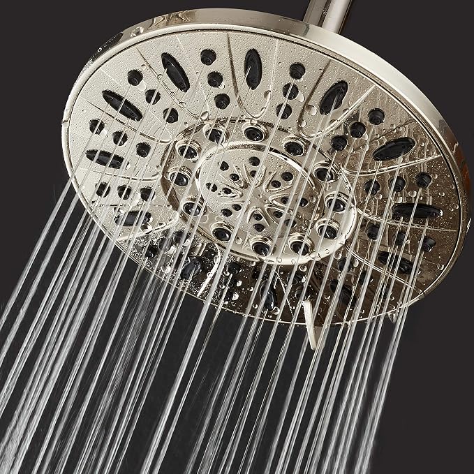 AquaDance Brushed Nickel High Pressure 6-Setting 7" Rain Shower Head – Angle Adjustable, Anti-Clog Showerhead Jets, Tool-Free Installation-USA Standard Certified-Top U.S. Brand – 1.8 GPM