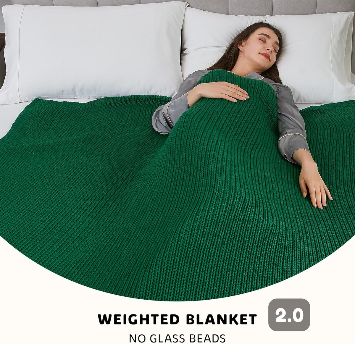 L'AGRATY Knitted Weighted Blanket - 60"x80" 20lbs Cooling Chunky Knit Heavy Blanket for Adults Braided Crochet Throw Thick Cable Yarn Knit Decorative No Beads Evenly Weighted Machine Washable