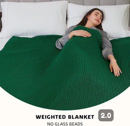 L'AGRATY Knitted Weighted Blanket - 60"x80" 20lbs Cooling Chunky Knit Heavy Blanket for Adults Braided Crochet Throw Thick Cable Yarn Knit Decorative No Beads Evenly Weighted Machine Washable