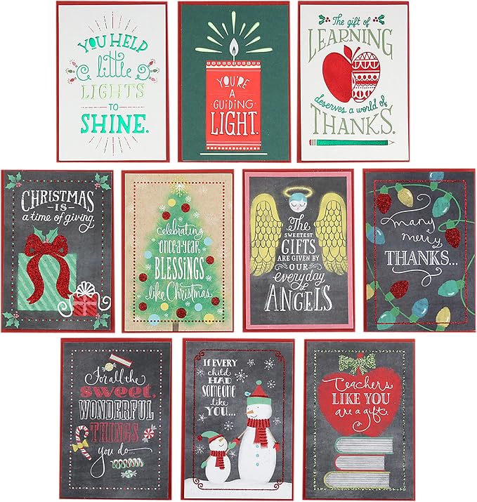 Hallmark Christmas Cards Assortment for Teachers or Babysitters from Children (10 Cards with Envelopes) (2299XXM3012)