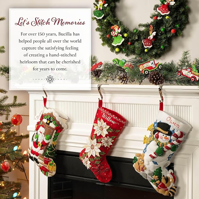 Bucilla, Felt Applique 18" Stocking Making Kit, Holy Journey, Perfect for Holiday DIY Arts and Crafts Projects, 89710E